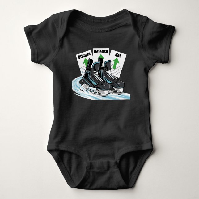 Camisa de bebê de patinador de hóquei com cartões  (Frente)