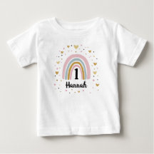 Camisa de bebê de primeiro aniversário arco-íris u