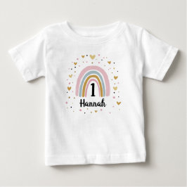 Camisa de bebê de primeiro aniversário arco-íris u