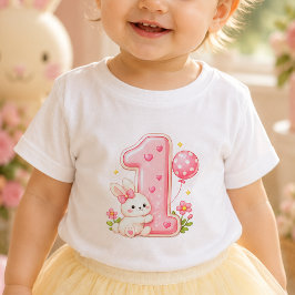 Camisa de bebê de primeiro aniversário Bunny with