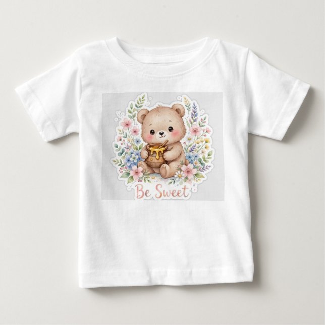 Camisa de bebê de urso de pelúcia fofo - seja doce (Frente)