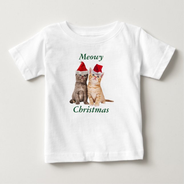 Camisa De Bebê Feliz Natal De Kitten (Frente)