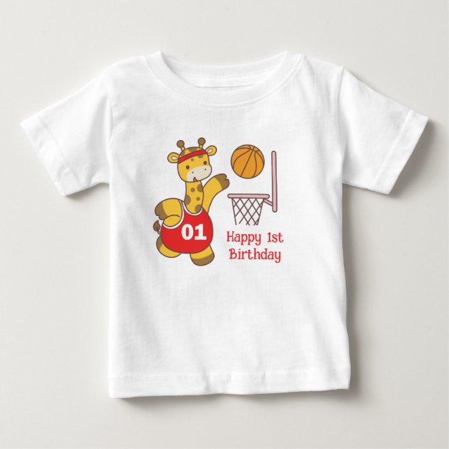 Camisa de Bebê Girafa de Primeiro Aniversário Slam (Frente)