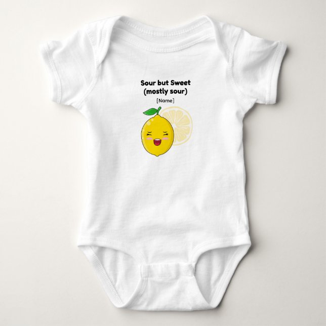Camisa de Bebê Limão "Engraçado 'Azedo mas Doce'" (Frente)