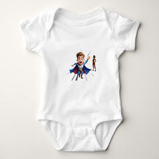 Camisa de Bebê Little Hero Action Cartoon |  (Frente)