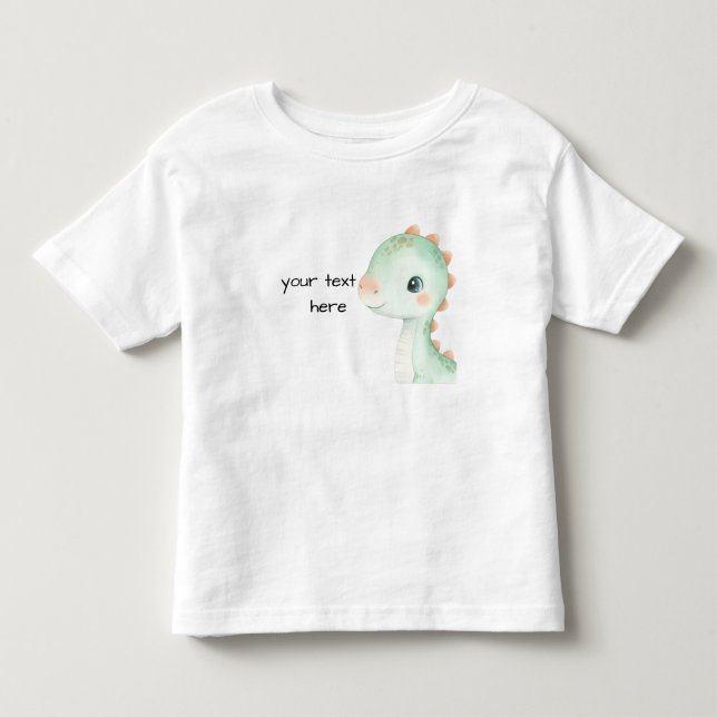 Camisa de Bebê Personalizada com Dinossauro Fofo e (Frente)