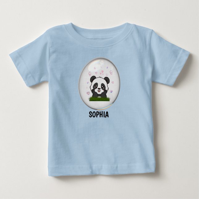 Camisa de Bebê Personalizada Urso Panda Kawaii Fof (Frente)