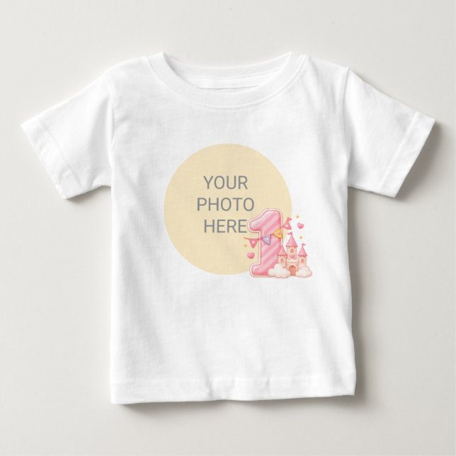 Camisa de bebê rosa personalizada com foto do cast (Frente)