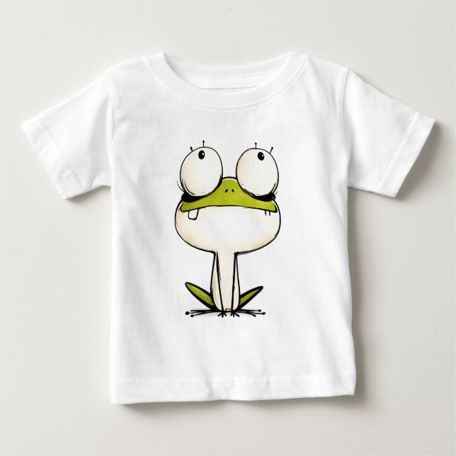 Camisa de Bebê Sapo Engraçado de Um Dente Cartoon (Frente)