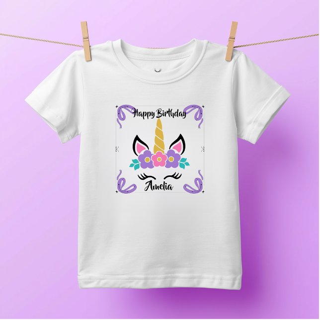 Camisa de Bebê Unicórnio Personalizada de Aniversá (Criador carregado)