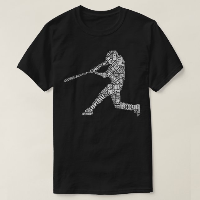 camisa de beisebol digitação em nuvem de palavra e (Frente do Design)
