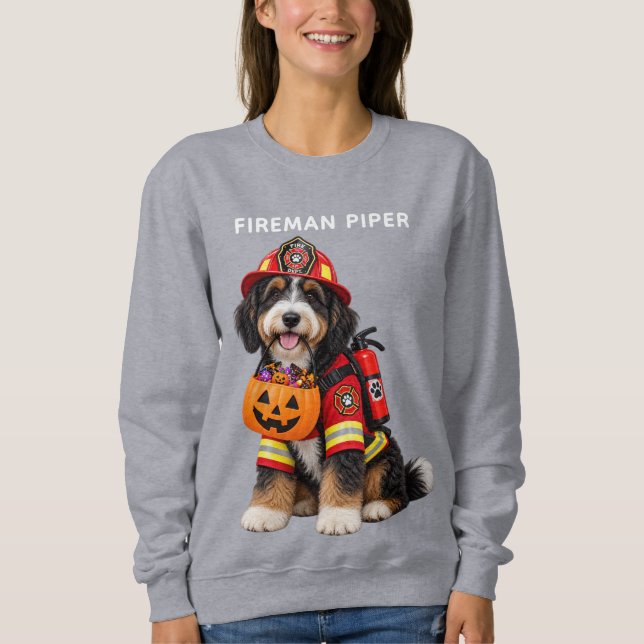 Camisa de Bernedoodle Bombeiro com Abóbora (Frente)