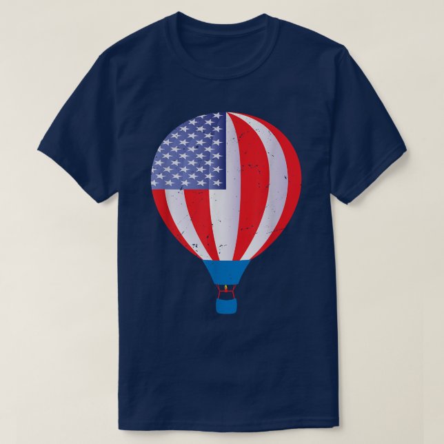 Camisa de boleia Hot Air Balloon American Flag Hot (Frente do Design)