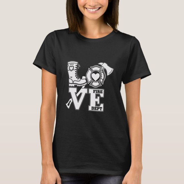 Camisa de Bombeiro - Amo Camiseta de Bombeiro, Bom (Frente)