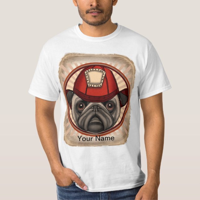 Camisa de bombeiro Pug (Frente)