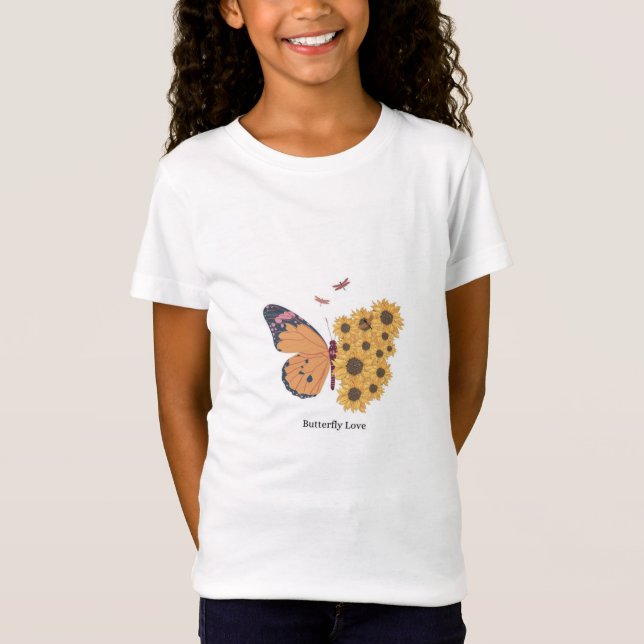 camisa de borboleta e girassol para crianças (Frente)