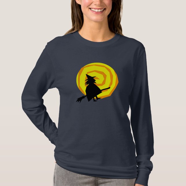 Camisa de Bruxa de Halloween e Lua (Frente)