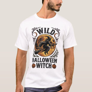 Camisa de Bruxa de Halloween Vassoura Vintage Gráf