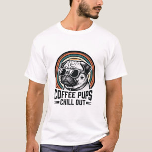 Camisa de Cachorro Café Retro Chill Pug Gráfico_1