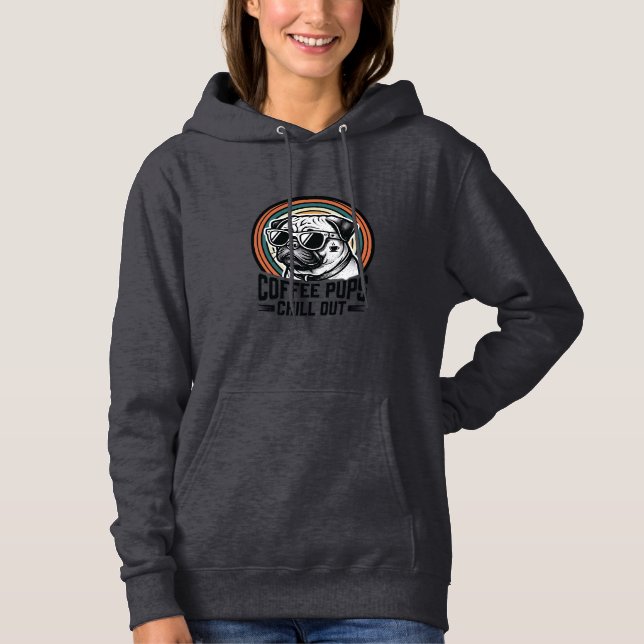 Camisa de Cachorro Café Retro Chill Pug Gráfico_1 (Frente)
