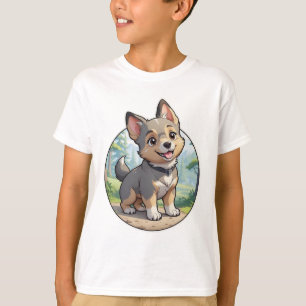 Camisa de cachorro de desenho animado fofo da raça
