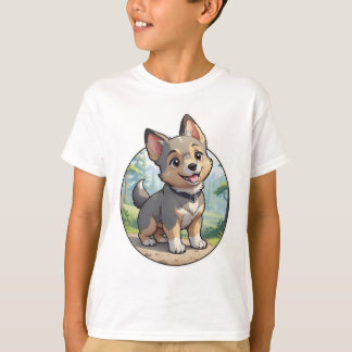 Camisa de cachorro de desenho animado fofo da raça