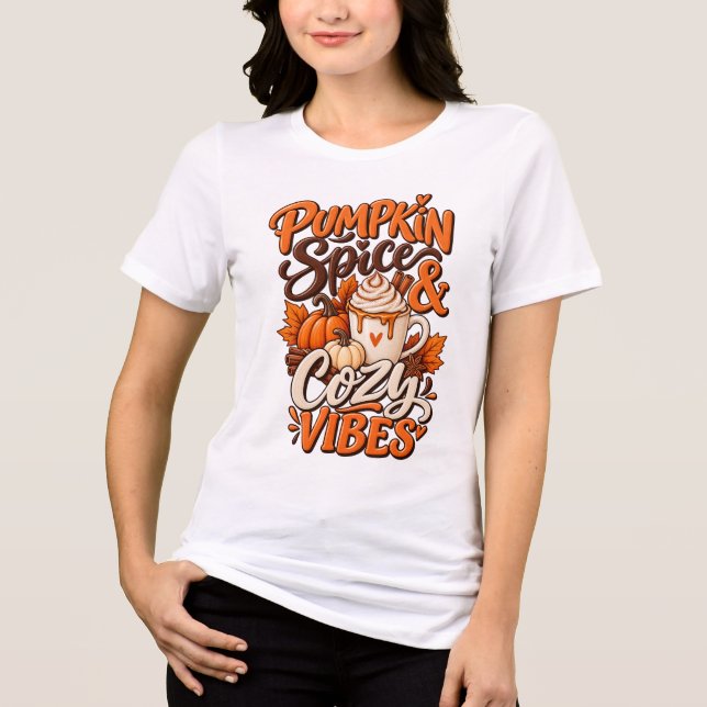 Camisa de Café de Outono com Abóbora e Vibrações A (Frente)