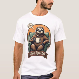 Camisa de Café de Preguiça Vintage Humor Calmo da 