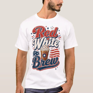 Camisa de café engraçada patriótica vermelha branc