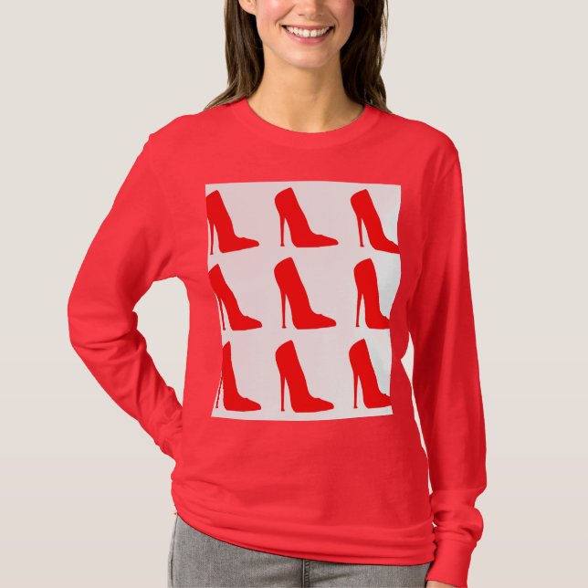 CAMISA DE CALÇADO VERMELHA E BRANCA (Frente)