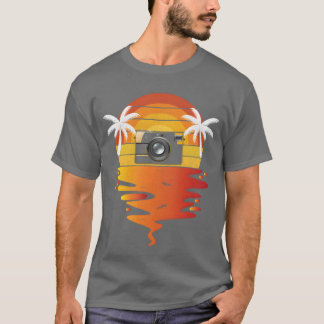 Camisa de câmera pôr do sol retrô anos 70 fotógraf