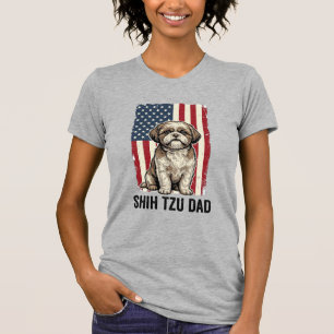 Camisa de Cão Patriótica Vintage Shih Tzu Pai Desi