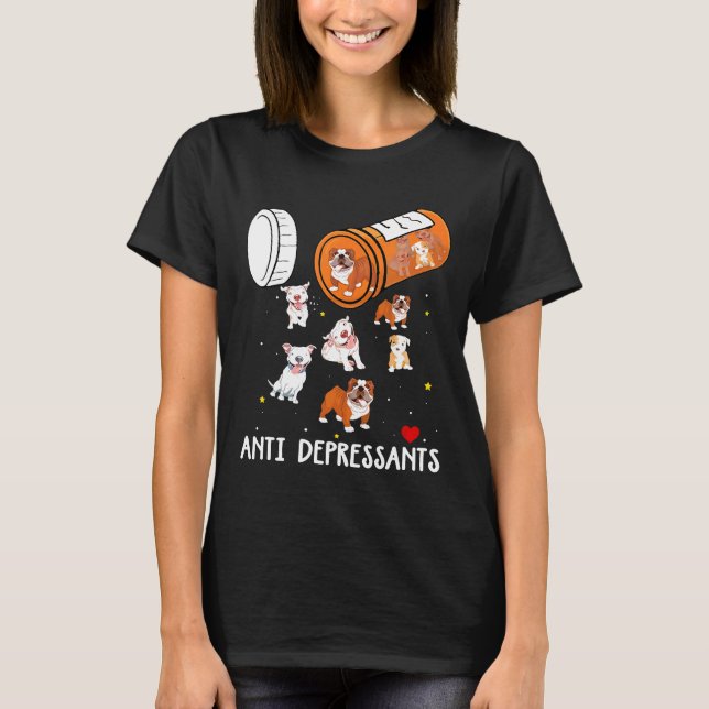 Camisa de Cão Pitbull Antidepressivo Presentes de  (Frente)