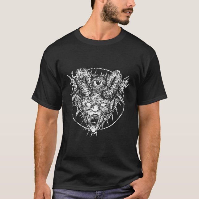 Camisa De Capa Longa Oculta Satânica Por Kraftd (Frente)