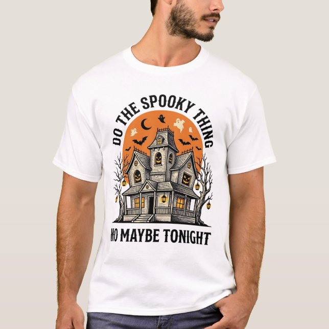 Camisa de Casa Assombrada Design de Halloween Vint (Frente)