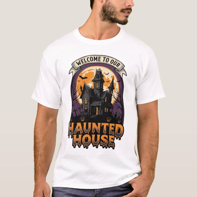 Camisa de Casa Assombrada Vintage Halloween Bem-vi (Frente)