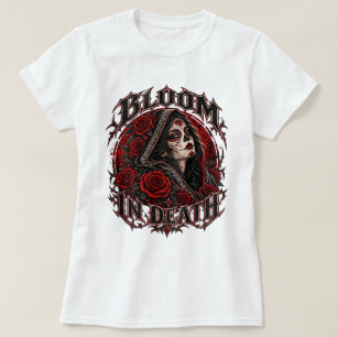 Camisa de Caveira Açucarada Bloom In Death, Rosas