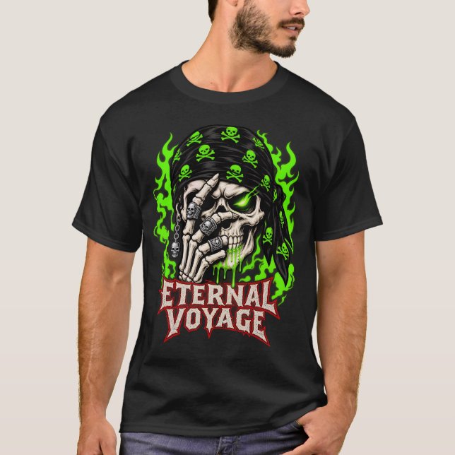 Camisa de Caveira de Pirata da Viagem Eterna, Cham (Frente)