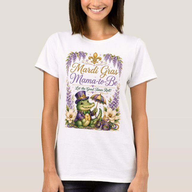 Camisa de Chuveiro de Bebê Mardi Gras para Mãe Fut (Frente)