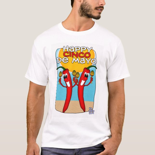 Camisa de Cinco De Mayo T para pimentas dos homens (Frente)