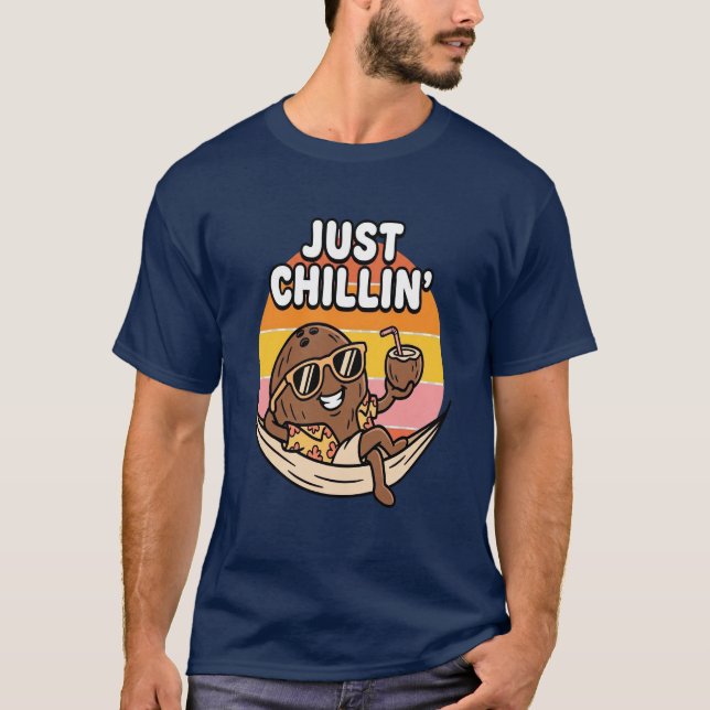 Camisa de Coco Just Chillin – Vacat de Verão Tropi (Frente)