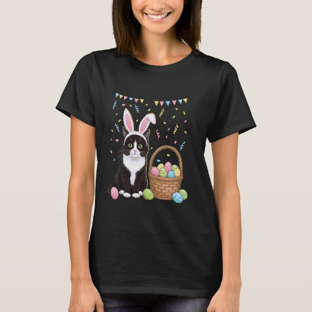 Camisa de Coelho de Páscoa com Orelhas de Gato par (Frente)