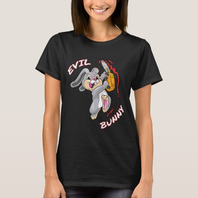 Camisa de Coelho Mau Halloween engraçado Coelhinho (Frente)