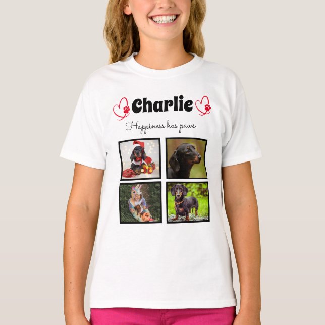 Camisa de colagem de cães-foto personalizada de 4  (Frente)