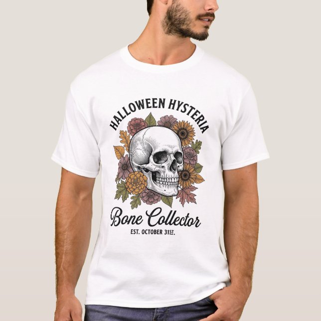 Camisa de Colecionador de Crânio de Halloween Vint (Frente)
