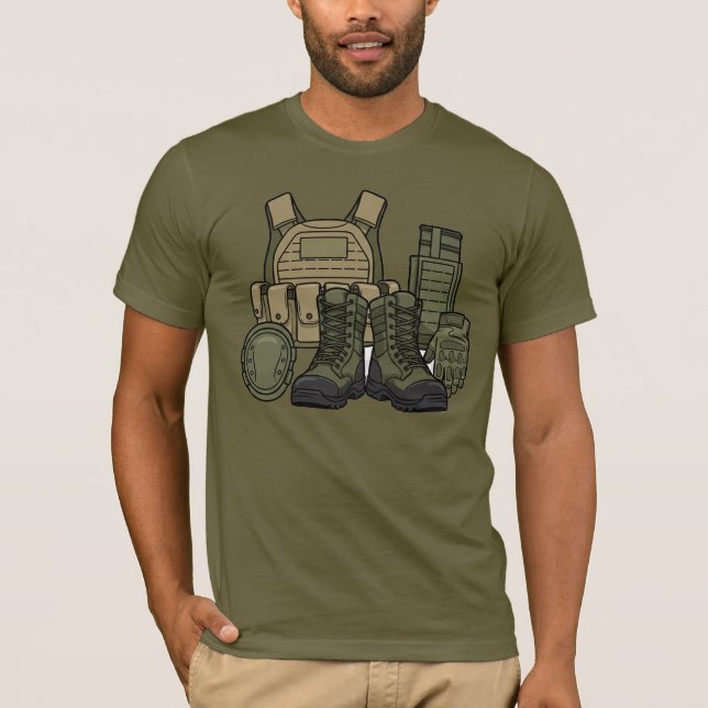 Camisa de Combate Botas & Equipamento Tático (Frente)