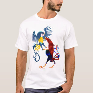 Camisa de combate colorida de dois galos