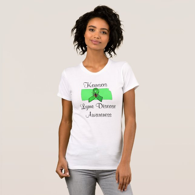 Camisa de Conscientização da Doença de Lyme no Kan (Frente Completa)