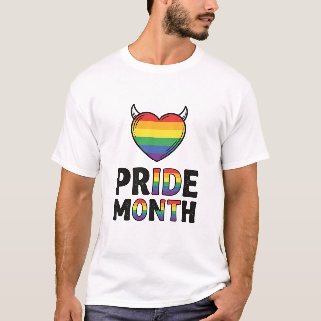 Camisa de Coração com Chifres do Mês do Orgulho Vi (Frente)