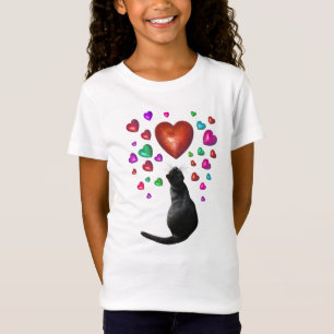 Camisa de Coração de Gato Negro
